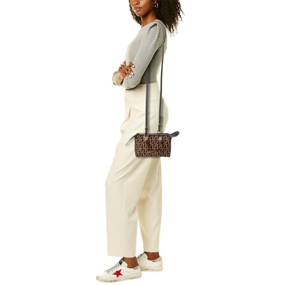 FENDI By The Way Mini Raffia & Leather Shoulder Bag - Picture 4 of 5